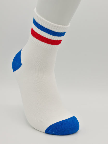 Gestreifte Tennissocken Weiß aus gekämmter Baumwolle im 3er Pack