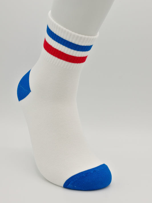 Gestreifte Tennissocken Weiß aus gekämmter Baumwolle im 3er Pack