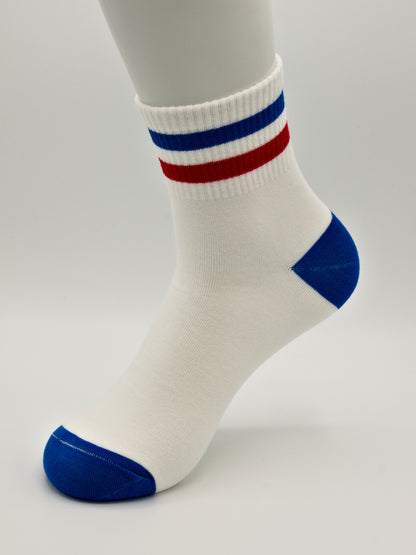 Gestreifte Tennissocken Weiß aus gekämmter Baumwolle im 3er Pack