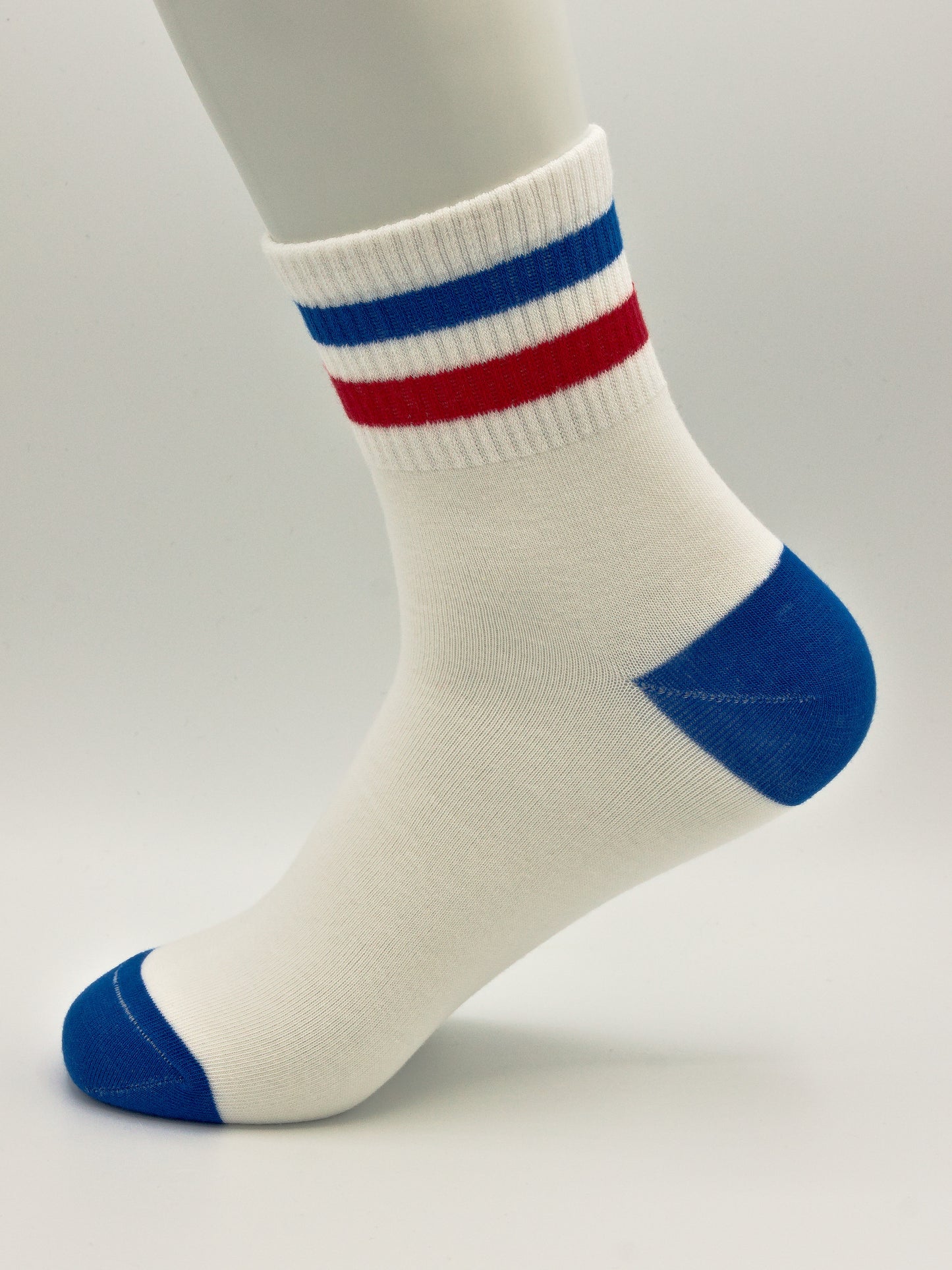 Gestreifte Tennissocken Weiß aus gekämmter Baumwolle im 3er Pack
