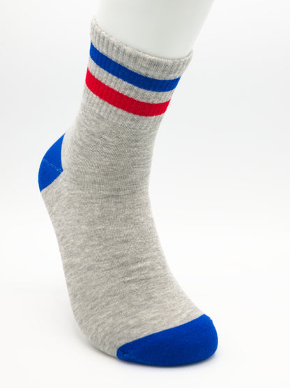 Gestreifte Tennissocken Grau aus gekämmter Baumwolle im 3er Pack