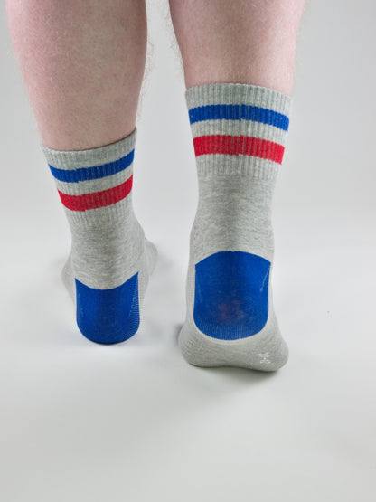 Gestreifte Tennissocken Grau aus gekämmter Baumwolle im 3er Pack