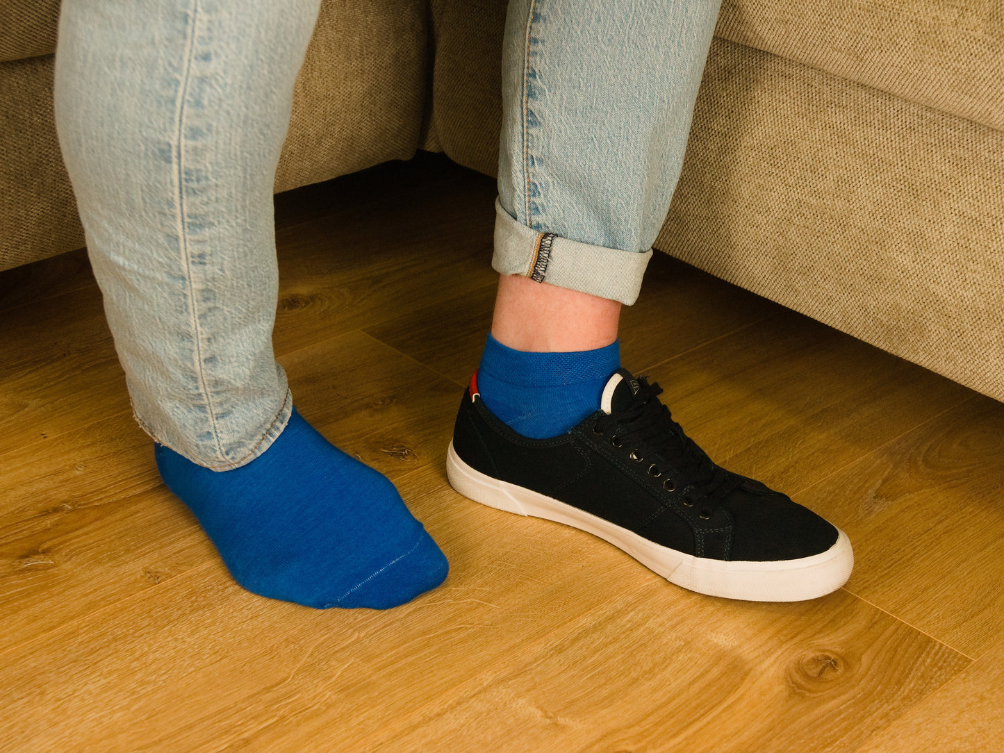 Sneaker Socken Blau aus gekämmter Baumwolle im 3er Pack