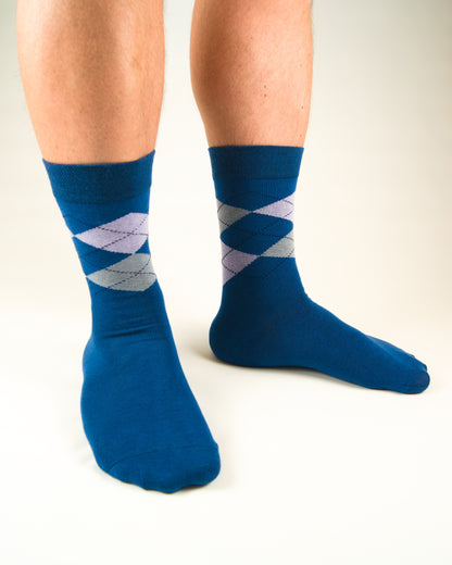Business Socken Blau aus gekämmter Baumwolle im 3er Pack
