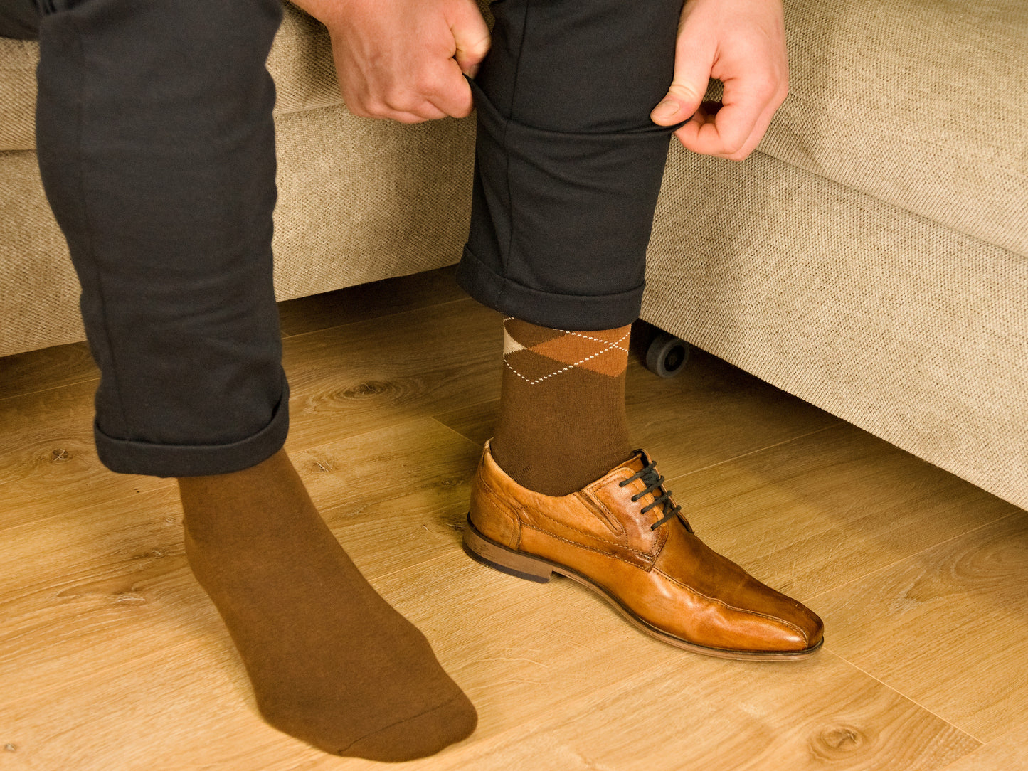 Business Socken Braun aus gekämmter Baumwolle im 3er Pack