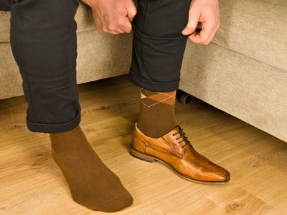 Business Socken Braun aus gekämmter Baumwolle im 3er Pack