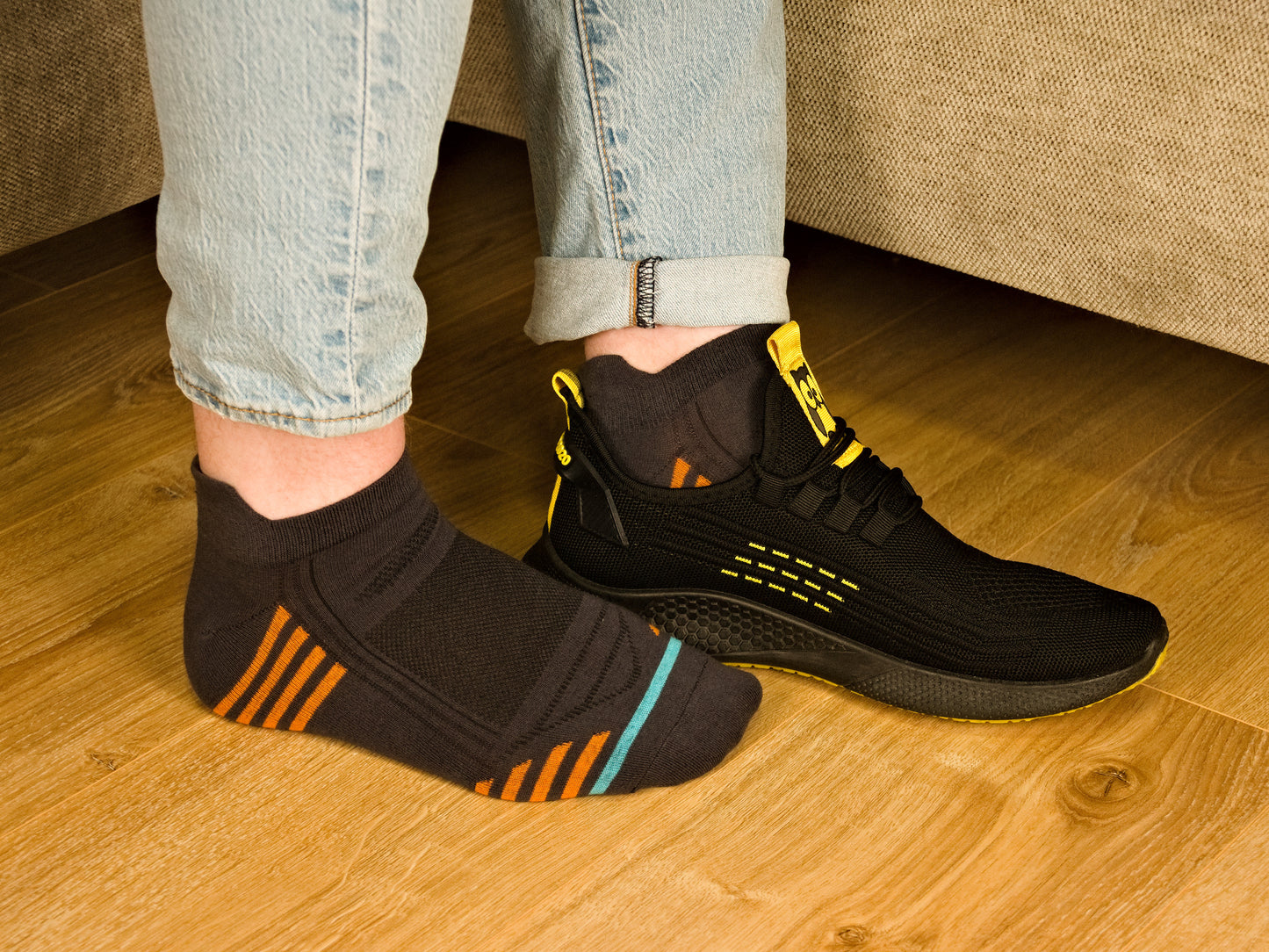 Sport Socken Grau aus gekämmter Baumwolle im 3er Pack