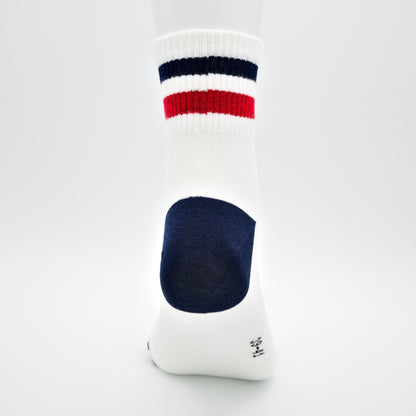 Gestreifte Tennissocken Weiß/Dunkelblau aus gekämmter Baumwolle im 3er Pack