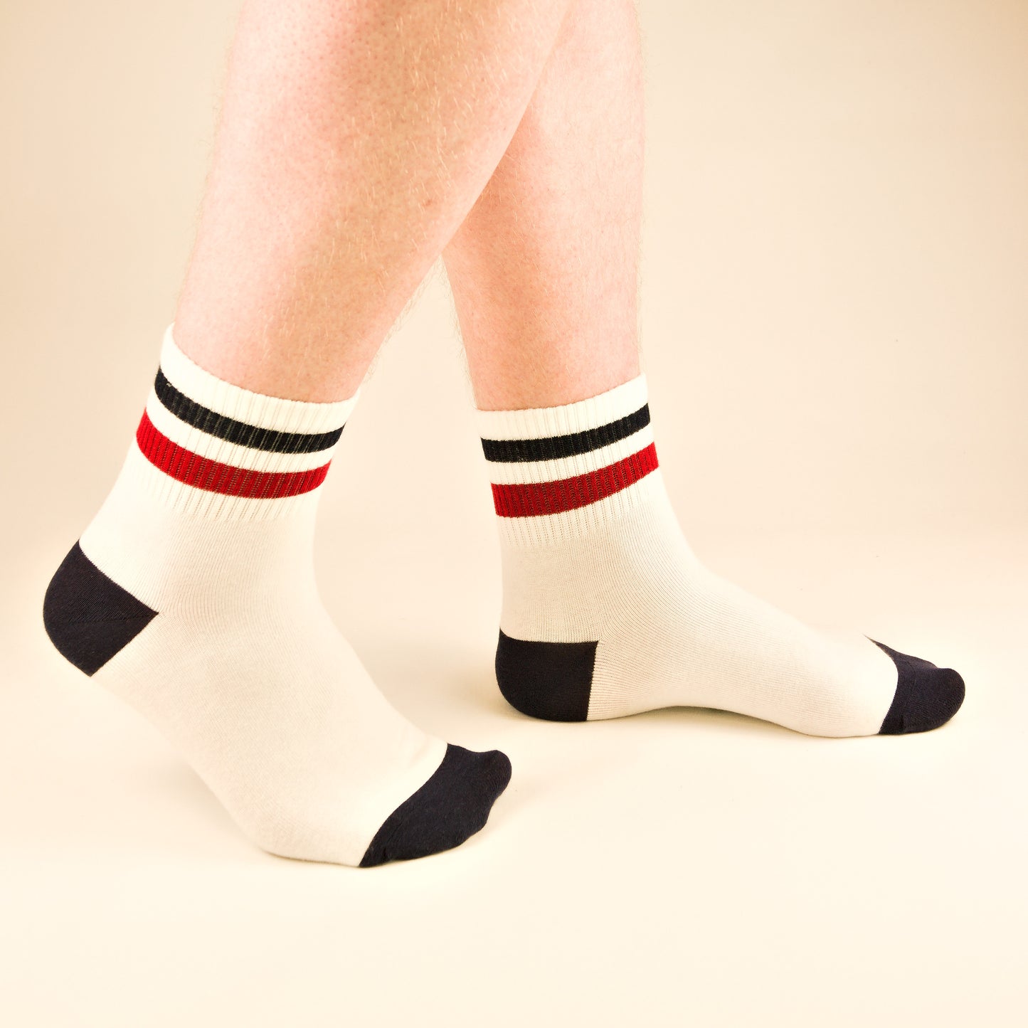 Gestreifte Tennissocken Weiß/Dunkelblau aus gekämmter Baumwolle im 3er Pack