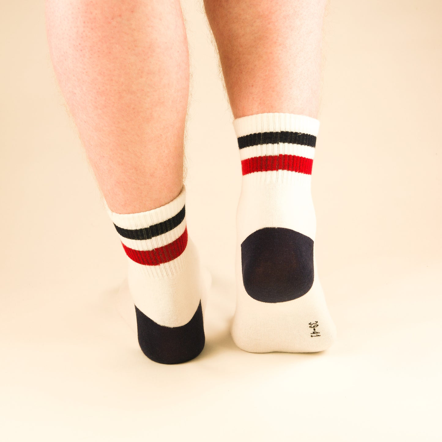Gestreifte Tennissocken Weiß/Dunkelblau aus gekämmter Baumwolle im 3er Pack